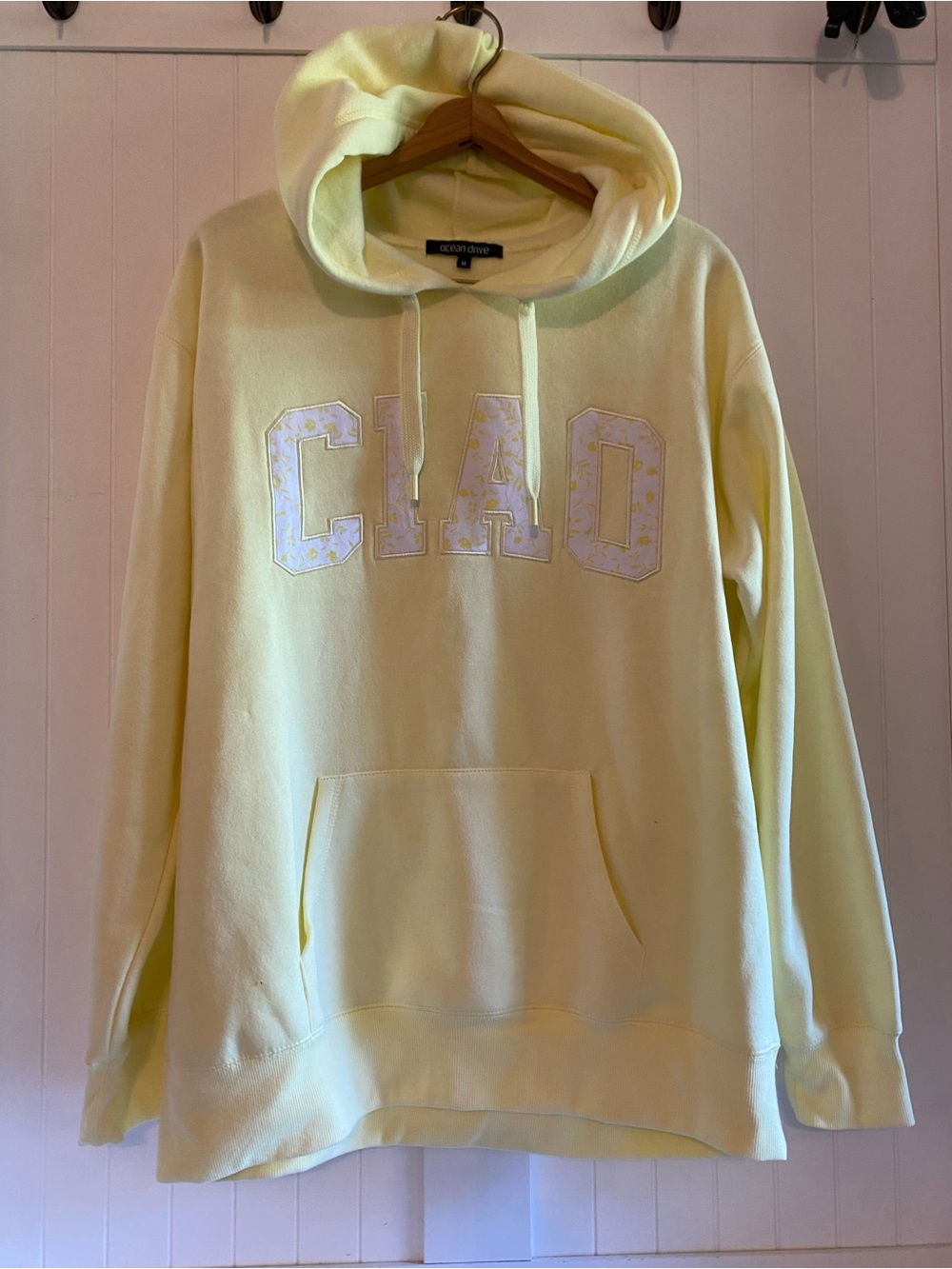 Ocean Drive Pale Yellow & Floral CIAO Pullover Hoodie